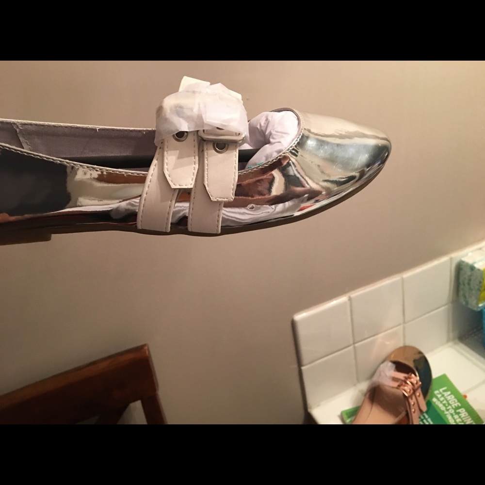 Silver and rose gold shoes